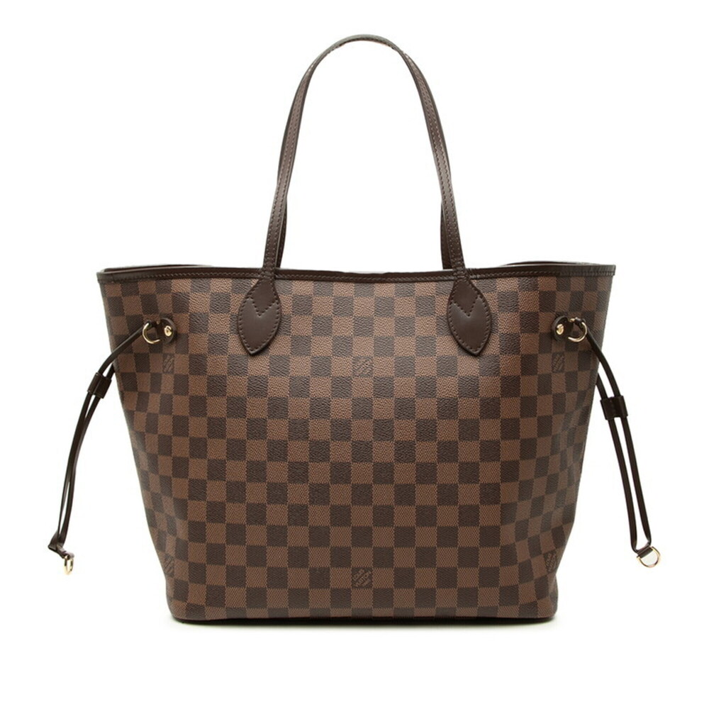 Louis Vuitton Damier Neverfull MM Shoulder Bag Tote N51105 Brown Leather Wome...